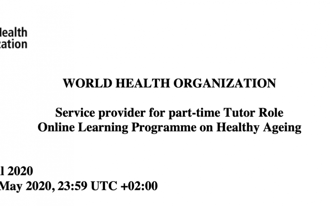 Part-time Tutor Role: Online Learning Programme on Healthy Ageing