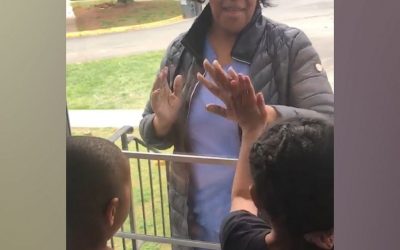 This grandma played ‘Miss Mary Mack’ with her grandkids while social distancing