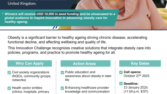 Innovating for Impact: Advancing Solutions to Obesity in Older Adults to Promote Healthy Ageing